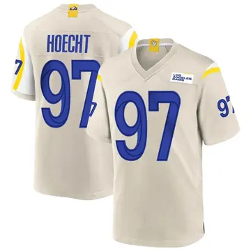 2021 Michael Hoecht Game Used Los Angeles Rams Alternate Bone Gray Jersey &  Nike Game Gloves (Rams COA) on Goldin Auctions